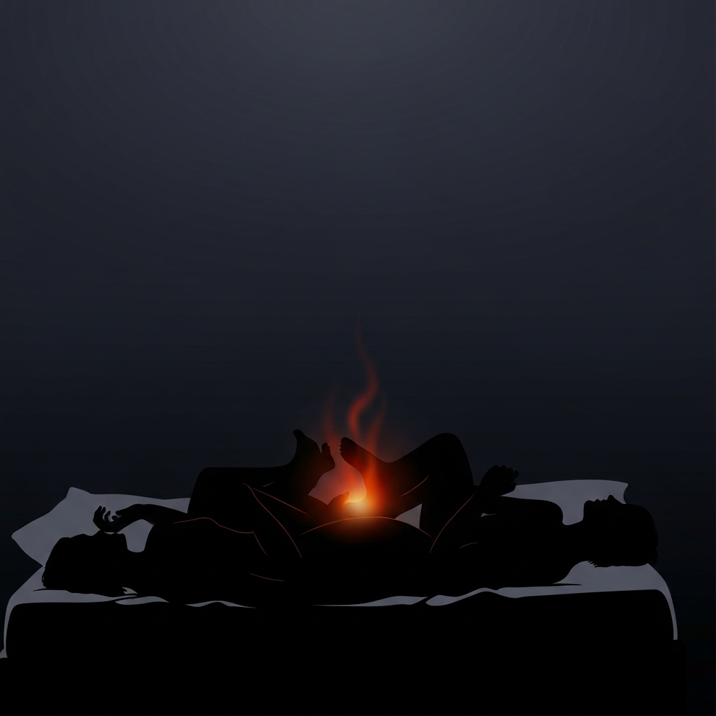 그녀가 사촌 남펜을 데려와 누웠다, 그리고 침대가 숨죽였다